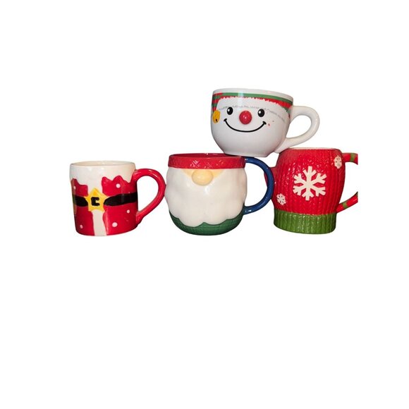 Set Of 4 Holiday-Themed Ceramic Mugs - Picture 1 of 2